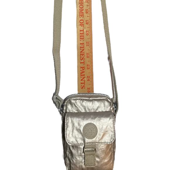 Kipling Mini Crossbody Wallet Golden Beige Purse Adj Strap Zip Pockets - Picture 10 of 11